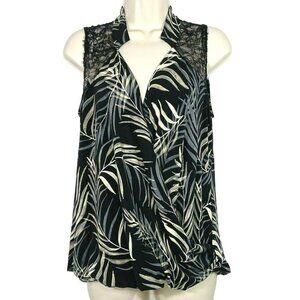 Cato Faux Wrap Top Shirt Lace Accent Women Size M